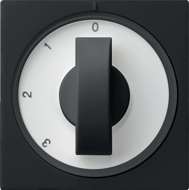 Afdekking met draaiknop voor 3-standenschakelaar zwart mat (0669005)