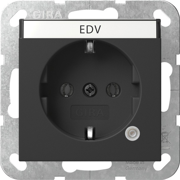 Wandcontactdoos met randaarde 16 A 250 V~ met oranje controlelicht en tekstkader System 55 (4452005)