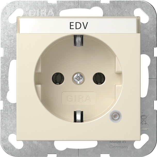 Wandcontactdoos met randaarde 16 A 250 V~ met oranje controlelicht en tekstkader System 55 (445201)