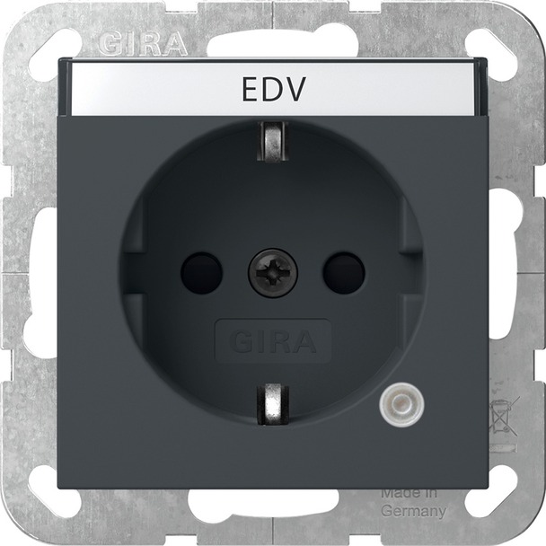 Wandcontactdoos met randaarde 16 A 250 V~ met oranje controlelicht en tekstkader System 55 (445228)