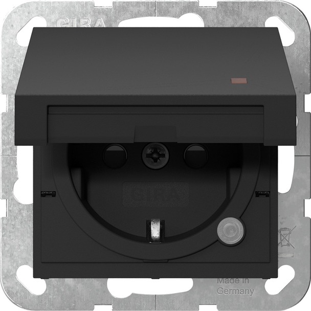 Wandcontactdoos met randaarde 16 A 250 V~ met klapdeksel, oransje controlelicht en verhoogde aanraakbeveiliging (Safety Plus) System 55 (4552005)