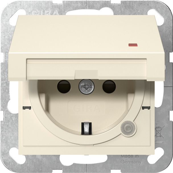 Wandcontactdoos met randaarde 16 A 250 V~ met klapdeksel, oransje controlelicht en verhoogde aanraakbeveiliging (Safety Plus) System 55 (455201)