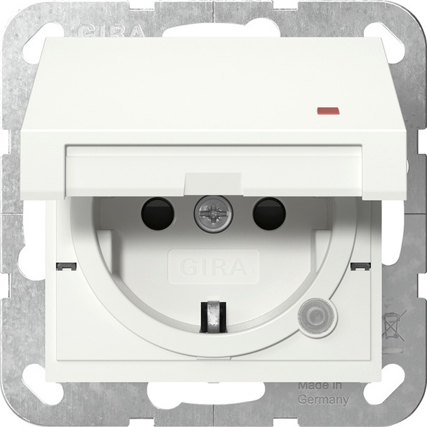 Wandcontactdoos met randaarde 16 A 250 V~ met klapdeksel, oransje controlelicht en verhoogde aanraakbeveiliging (Safety Plus) System 55 (455203)