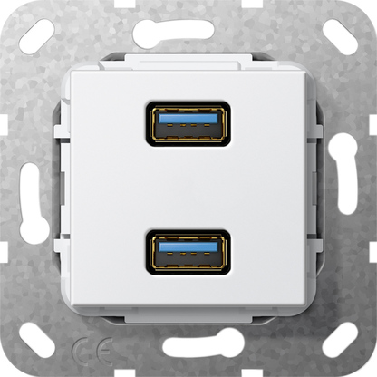 Preventie Ijzig Toepassing Gira 568503 Basiselement USB 3.0 Type A 2-voudig Verloopkabel zuiver wit  glanzend
