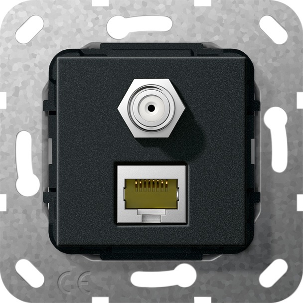 Basiselement Modular Jack RJ45 cat.6A 10Â Gbit en SAT-F-bus Koppeling, SAT-F, snijklem, Modular Jack (569710)