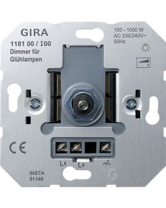 Gira 118100 Gloeilampendimmer-basiselement met druk-wisselschakelaar