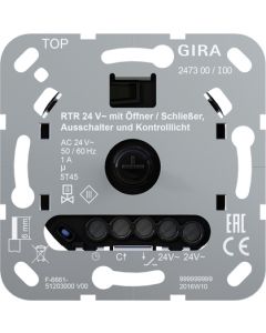 Gira 247300 Basiselement ruimtetemperatuurregelaar 24 V met verbreekcontact resp. maakcontact, uitschakelaar en controlelamp