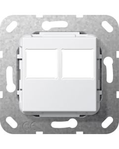 Gira 562903 Afdekking voor Modular Jack 2-voudig voor LexCom-bussen zuiver wit glanzend