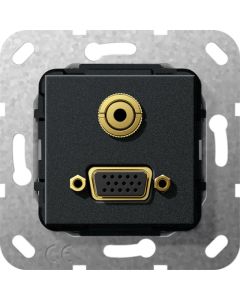 Gira 565910 Basiselement VGA 15-polig en mini-jack 3,5 mm Koppeling, VGA, verloopkabel zwart mat
